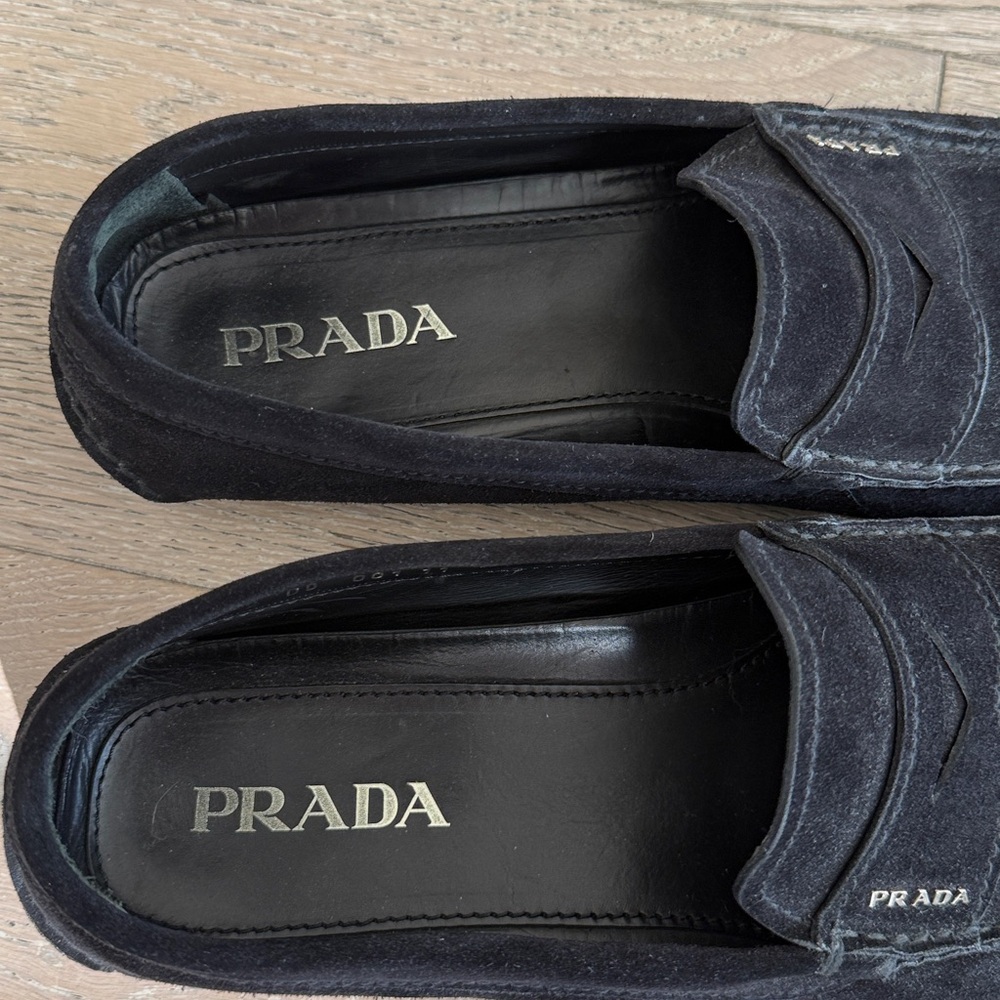 Prada Men's Black Suede Loafers Size 11 - Picture 6 of 8